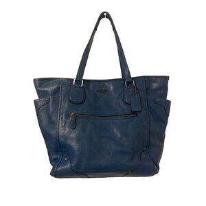 Coach Blue Leather Tote Bag
